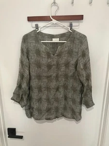 PureJill Women's Linen Blend Blouse, Gray, Medium - Picture 1 of 3