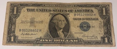 1935 E $1 Silver Certificate Treasury Note - One Dollar Bill, Blue Seal Banknote - Image 1 of 4