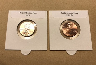 Centavo Lincoln P&D 2025 The Last American Penny Stocking Stuffer sin grapas Foto 1 de 4