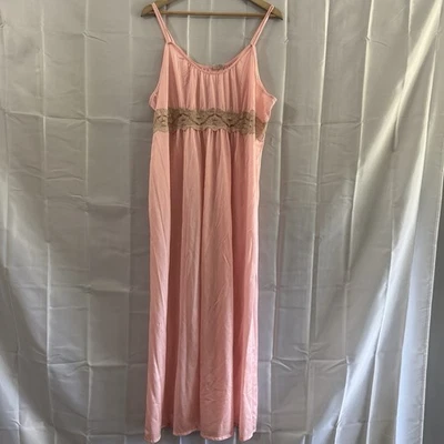 Vintage Womens 3X Undercover Wear Long Nightgown Pink Peek A Boo Band Sexy USA - Image 1 of 4