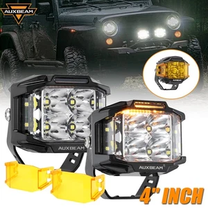 AUXBEAM 2X Cube 4" LED Work Driving Light Pods Amber DRL for Toyota Tacoma 05-15 - Picture 1 of 12