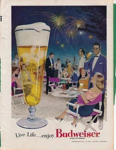 Anuncio de revista - 1956 - cerveza Budweiser - fiesta - Imagen 1 de 1