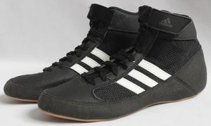 adidas Youth Size 3 HVC2 Youth Wrestling Shoes Black/ White AQ3327 - Picture 1 of 8