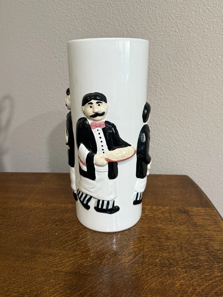 Ceramic Pasta Spaghetti Canister Italian Chef Design  12" x 5” RARE Vintage - Image 1 of 4