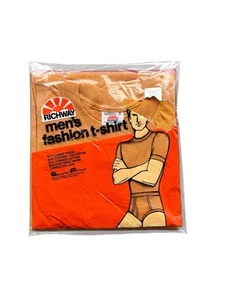 Tshirt bianca vintage anni 70 arancione Richway 50/50 USA NOS anni 80 media - Foto 1 di 3