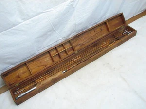 Antike geteilte Bambusfliege Angelrute 8' Krone Logo Box Tokio Japan 4 Stck. kurze Operation - Bild 1 von 8