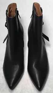 Calvin Klein Women’s GRACE Black Leather Pointed Toe Ankle Fashion Boots Size 10 - Picture 1 of 10