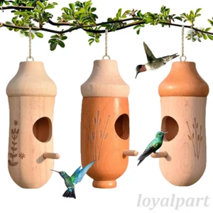 Hummingbird House Wooden Hand Craft Ornament Outdoor Garden Patio Hanging Decor - Picture 1 of 10