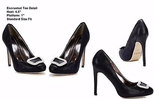 Damas Negro Diamante Puntera con Incrustaciones, Zapatos de Corte Satinados en Talla REINO UNIDO 6/EU39 - Imagen 1 de 1