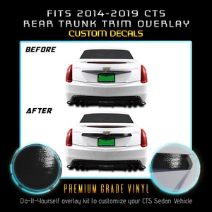 Fit 14-19 CTS Rear Trunk Trim Accent Chrome Delete Blackout Kit - Gloss Black - Picture 1 of 4