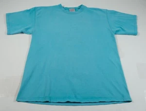 Vintage Pluma Blank Lite Blue T-Shirt Sz L Stained 90s Made In USA - Picture 1 of 7