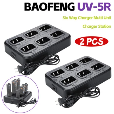 2PC BAOFENG Six Way Charger Dock for UV-5R BF-F8HP UV-5X3 Battery Walkie Talkie - Image 1 of 4
