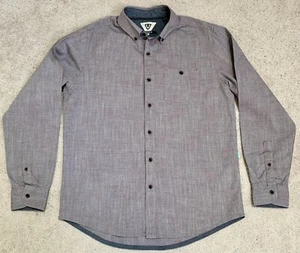Camisa Vissla Para Hombre Talla Pequeña Manga Larga Azul Con Rayas Rojas Surf Abotonada - Imagen 1 de 15