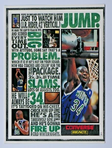 "Anuncio impreso original J.R. Rider Timberwolves 1994 vintage Converse React 8,5 x 11" - Imagen 1 de 10