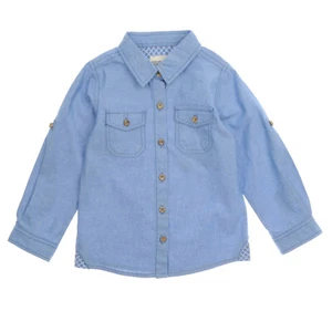  Blau Basic Hemd mit Kragen für Jungen 2 3 4 5 6 7 Jahre %100 Baumwolle - Bild 1 von 6