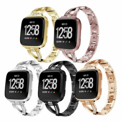 US For Fitbit Versa 2 1/Lite Bling Watch Band Metal Stainless Steel Wrist Strap