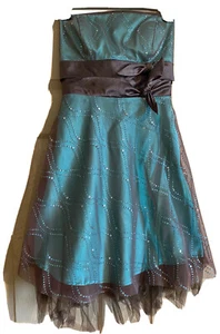 Morgan & Co Formal Short Dress Size 5/6 Party Gala Prom Teal And Brown - Picture 1 of 3