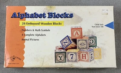 Uncle Goose Vintage Madeira ABC/1-2-3 Blocos 27 Levantados Em Relevo 1,75" EUA, na Caixa - Imagem 1 de 4