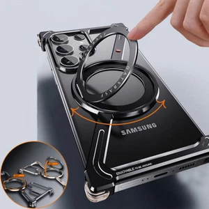 For Samsung Galaxy S25 S24 Ultra S23 S22 Aluminum Magnetic Stand Frameless Cover - Picture 1 of 26