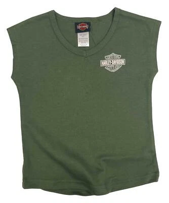 Camiseta Harley-Davidson Big Girls Logo Bar & Shield cuello en V musculosa - verde Foto 1 de 2