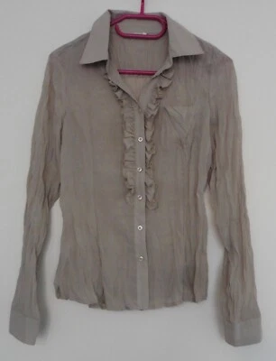 Chemisier en voile froisse beige. Jacqueline Riu. Taille 36 - Photo 1/4