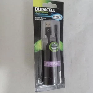 Duracell Sync & Charge Fabric 10' Cable USB To Micro Black Pro 440 - Picture 1 of 3
