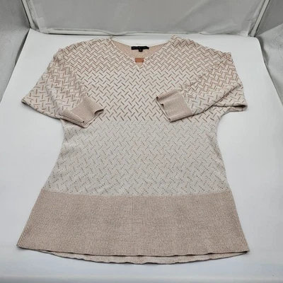 Adrienne Vittadini Metallic Rose Gold Thread Knit party Holiday Sweater XL - Image 1 of 4