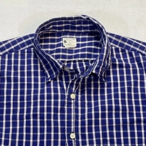 Camicia J Crew uomo grande blu a quadri Oxford lavata al sole con bottoni sartoriale casual - Foto 1 di 13