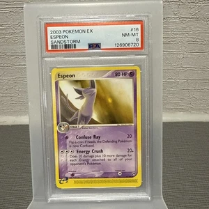 Pokémon: Espeon #16/100 Non-Holo Rare - 2003 EX Sandstorm Set - PSA 8 - B77 - Picture 1 of 2