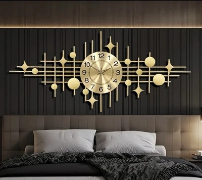 Luxury Gold Metal Wall Clock – Silent Non-Ticking Large Decorative  - Image 1 of 4