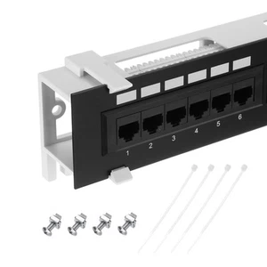 Patch Panel, 2.3" x 10" Cat6 Key Stone Network 12-Port Patch Panel with Base - Afbeelding 1 van 7