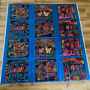 Animal Cut & Sew Fabric Panel AMERICANA Artwork by Pago 12 Squares Blue 47”x44” - Picture 1 of 11