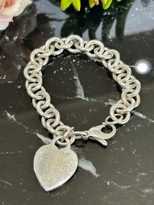 Tiffany & Co Sterlingsilber Armband mit Herz Charm 7,5 Zoll - Bild 1 von 3