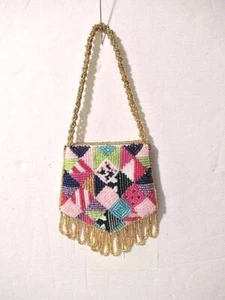 VTG BEADED ORNAMENT MINI PURSE for GIFT CARD/MONEY w/inside snap-NEW - Picture 1 of 9