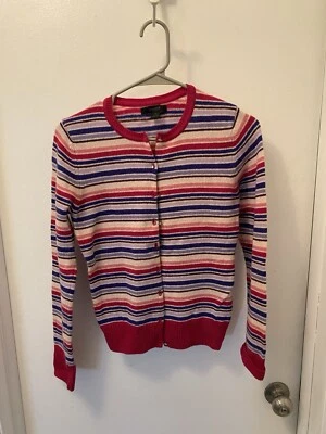 Express Y2K Lambs Wool striprd Button Up Cardigan Sweater size M - Image 1 of 4