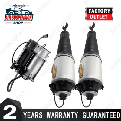 3PCS Front Air Suspension Struts + Air Pump For 2002-2010 Audi A8 Quattro D3 S8 - Image 1 of 4