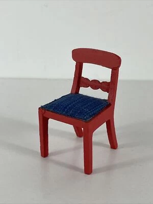 Silla Lundby 1 Mueble para Casa de Muñecas Rojo Azul con Cusion Raro Años 70 Coleccionable Foto 1 de 4