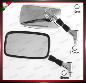 SPECCHIETTI MOTO RETTANGOLARI CUSTOM PER MANUBRIO CROMATO M10 REGOLABILI DX + SX - Imagen 1 de 3