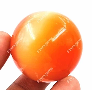 LAB CREATED CERTIFIED 484 CT UNTREATED ORANGE CAT'S EYE BALL LOOSE GEMSTONE EKK - Picture 1 of 11