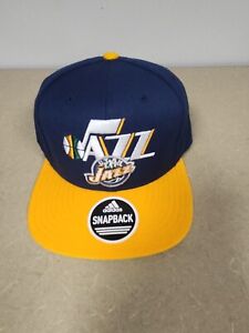 Utah Jazz NBA Adidas Blue/Yellow Flat Brim Snapback Cap/Hat Adult Unisex  NWT