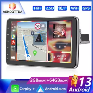 10.1'' 64GB Android 13 Single 1 DIN Rotatable Touch Screen Car Stereo Radio GPS - Picture 1 of 16