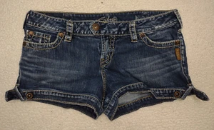 Silver Marti Lavado Oscuro Mezcla Algodón Denim Pantalones Cortos Calientes Damas Talla 31 - Imagen 1 de 8