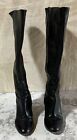 Nine West Heart Set ~Size 5.5~ Womens Black Leather Zip Up Knee High Wedge Boots