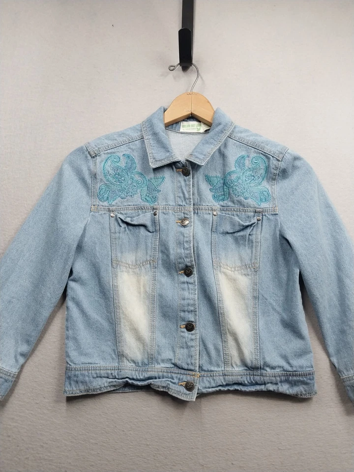 Dream Out Loud Selena Gomez Embroidered Denim Jacket Girls Size Large Light Wash - Image 1 of 4