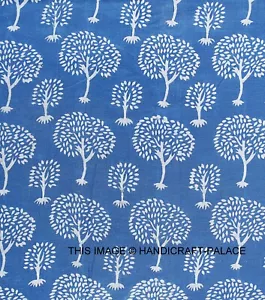 Indigo Blue Fabric 3 Yard Hand Block Print Crafting Cotton Dabu Indian Fabric - Picture 1 of 3