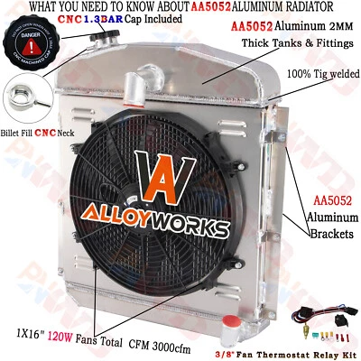 3 Row Radiator Shroud Fan For 1947-1949 1948 Plymouth Deluxe/P15 Deluxe 3.6L USA - Изображение 1 из 4