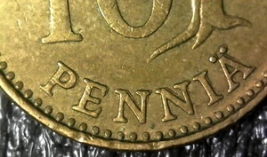 1975 Finland 10 Pennia w/ Double Die Reverse DDR Error Inv#E398 - Picture 1 of 3