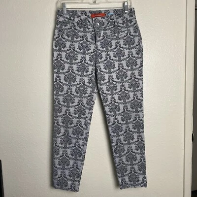 Anthro Cartonnier Womens Charlie Ankle Trouser Pants Grey Sz 2 Mid Rise Brocade - Image 1 of 4