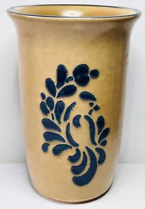 Pfaltzgraff Volkskunst hellbraun blau Vogel Blumenvase Utensilienhalter Antik Vintage - Bild 1 von 7