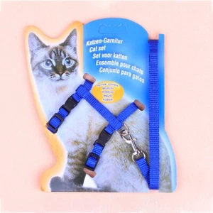 Pet Harness & Lead Adjustable Nylon Leash for Kitten Rabbits Puppy Pets - BLUE - Picture 1 of 14